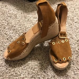 Kanna Brown Suede Leather Wedge Sandals